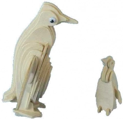 Woodcraft houten 3D puzzel pinguïn
