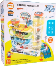 Garage de stationnement à 5 étages avec 6 petites voitures