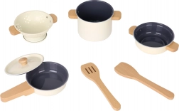 Set van 7 stuks metalen kinderservies, wit