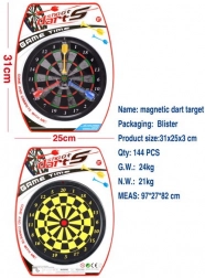 Dubbelzijdig magnetisch dartbord 20 cm met 3 pijlen