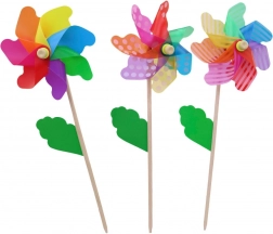 Houten windmolen met stok 18 cm