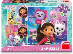 Kinderpuzzel Gabby's Magisch Huis Feest 3x55 stukjes