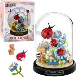 Building set floral composition with ladybugs in a dome, 596 pieces