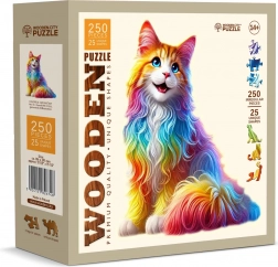 Houten puzzel Kleurrijke kat 250 stukjes
