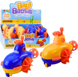 Opwindbaar badspeeltje duikboot geel-blauw