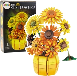 Sunflower Bouquet Building Set in a Vase, 1009 pieces