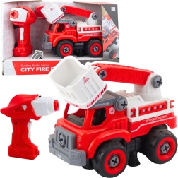 Buildable Fire Truck with Telescopic Arm and 2-in-1 RC Drill