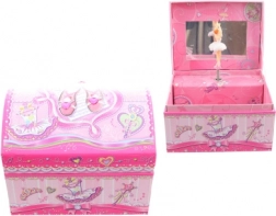 Roze muziekjuwelendoos met ballerina