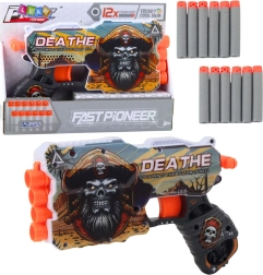 Piratenspistool voor foam pijltjes met magazijn, 12 pijltjes in de verpakking