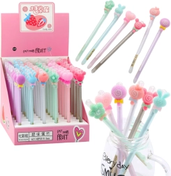 Gel pen with eraser and decorative cap