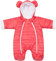 New Baby Pumi winter baby snowsuit with hood and ears, raspberry red