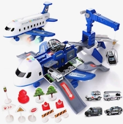 Large Fold-Out Police Airplane with Parking Lot and Crane