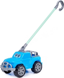 Blaues Zieh-Auto mit Griff für Kinder