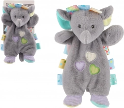 pluche knuffeldoekje olifant 25 cm met kleurrijke labeltjes