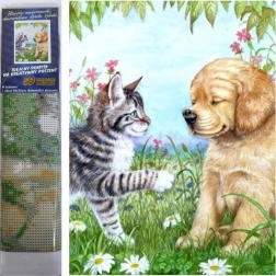 Diamant schilderen Puppy en kitten 30 × 40 cm
