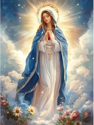 Diamond painting Virgin Mary in the clouds 30 × 40 cm