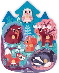 Janod houten puzzel met insteekknoppen bosdieren