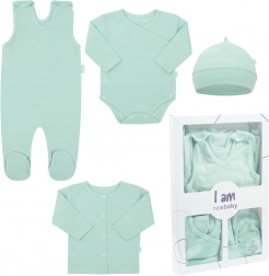 4-delige newborn set voor de kraamkliniek NEW BABY I AM, mint, maat 62 (3–6 maanden)