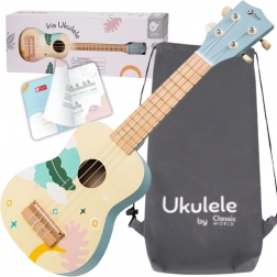 houten ukulele voor kinderen blauw classic world