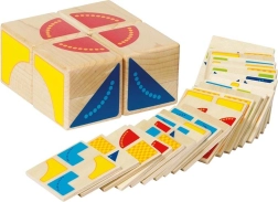 Houten logische puzzel met blokken en kaartjes GOKI