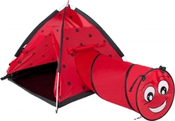 Kindertent met tunnel Lieveheersbeestje rood