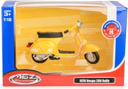 Metalen model scooter Vespa 200 Rally 1976 1:18 geel