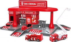 Brandweerkazerne met 2 autootjes