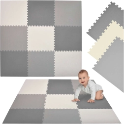 Humbi XXL Foam Puzzle Mat 180 × 180 cm Gray and Cream