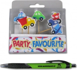 Decoratieve kaarsjes in de vorm van autootjes, kleurrijk