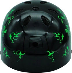 Fiets- en skatehelm skull zwart-groen M (55–58 cm)