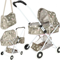 Kinderwagen voor poppen met tas en sterren