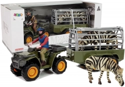 Quad met aanhanger en zebra – kinderspeelset met figuren