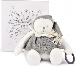 Doudou pluchen ijsbeer met ring 30 cm grijs