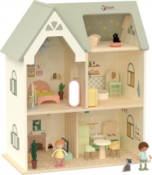 Large wooden dollhouse with furniture