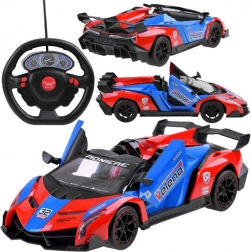 Sportieve RC-auto met openslaande deuren en stuurvormige controller 27 MHz – Rood