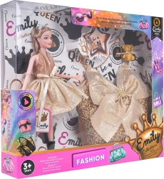 Pop met handtas voor kinderen EMILY – glinsterende jurk en accessoires