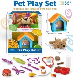 Pluchen hondje met hok en accessoires