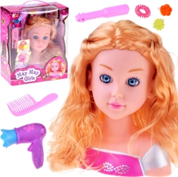 styling head – blonde doll with hairdressing accessories 20 cm