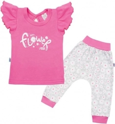 Children's cotton set NEW BABY Happy Flower, dark pink