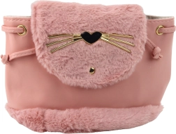 Petit sac à dos en peluche rose pour enfant avec oreilles, bandoulière réglable, 22 cm, 4 l