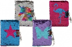 Notitieblok met pailletten en slot TEDDIES