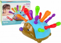 egel stapelspel blauw met gekleurde stekels