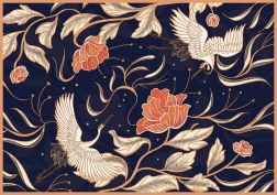 Puzzle The Garden of Secrets: Cranes and Flowers 500 pieces