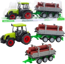 Green tractor with log trailer 47 cm
