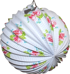 Lampion bol wit met bloemmotief 25 cm