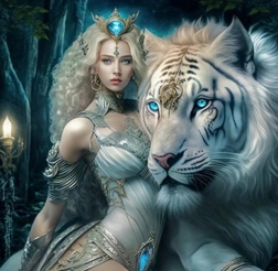 Diamond painting meisje met tijger 30 × 40 cm