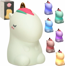 Siliconen aanraakbare nachtlamp voor kinderen eenhoorn RGB, wit