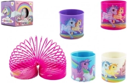 Plastic spiral spring with unicorns, diameter 6.5 cm