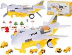 Transport Plane with Construction Cars, Opening Fuselage and Light Effects