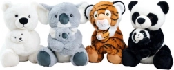 Pluchen wild dier met jong 28 cm – panda, koala, tijger of ijsbeer